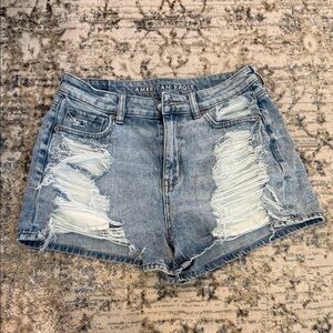 American Eagle Outfitters Light Blue Distressed Jean Shorts